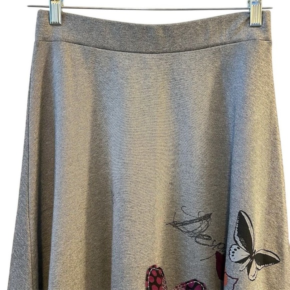 Desigual Women's Floral Embroidered Embellished Flare Skirt Purple Black Size L - Picture 5 of 12